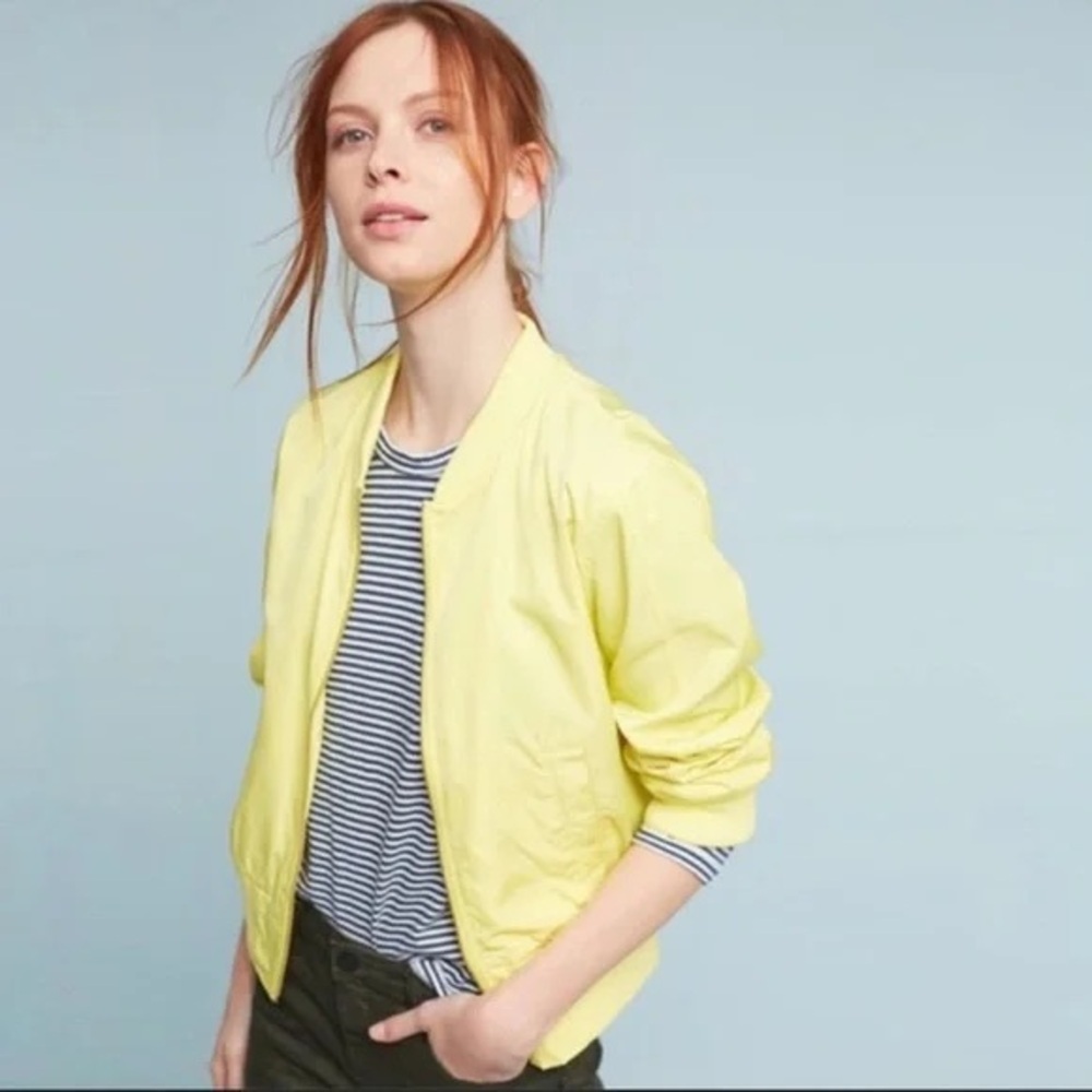 Anthropologie Hei Hei Juneworthy Yellow Bomber Jacket Size XS